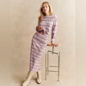 Sézane Lurdes Skirt - Pale Pink/Blue